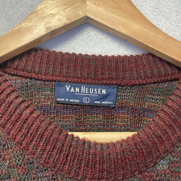 Lot of 2 Retro Crewneck Sweaters Mens Large Baggy Relaxed Red Black Knit Vintage - Picture 12 of 16